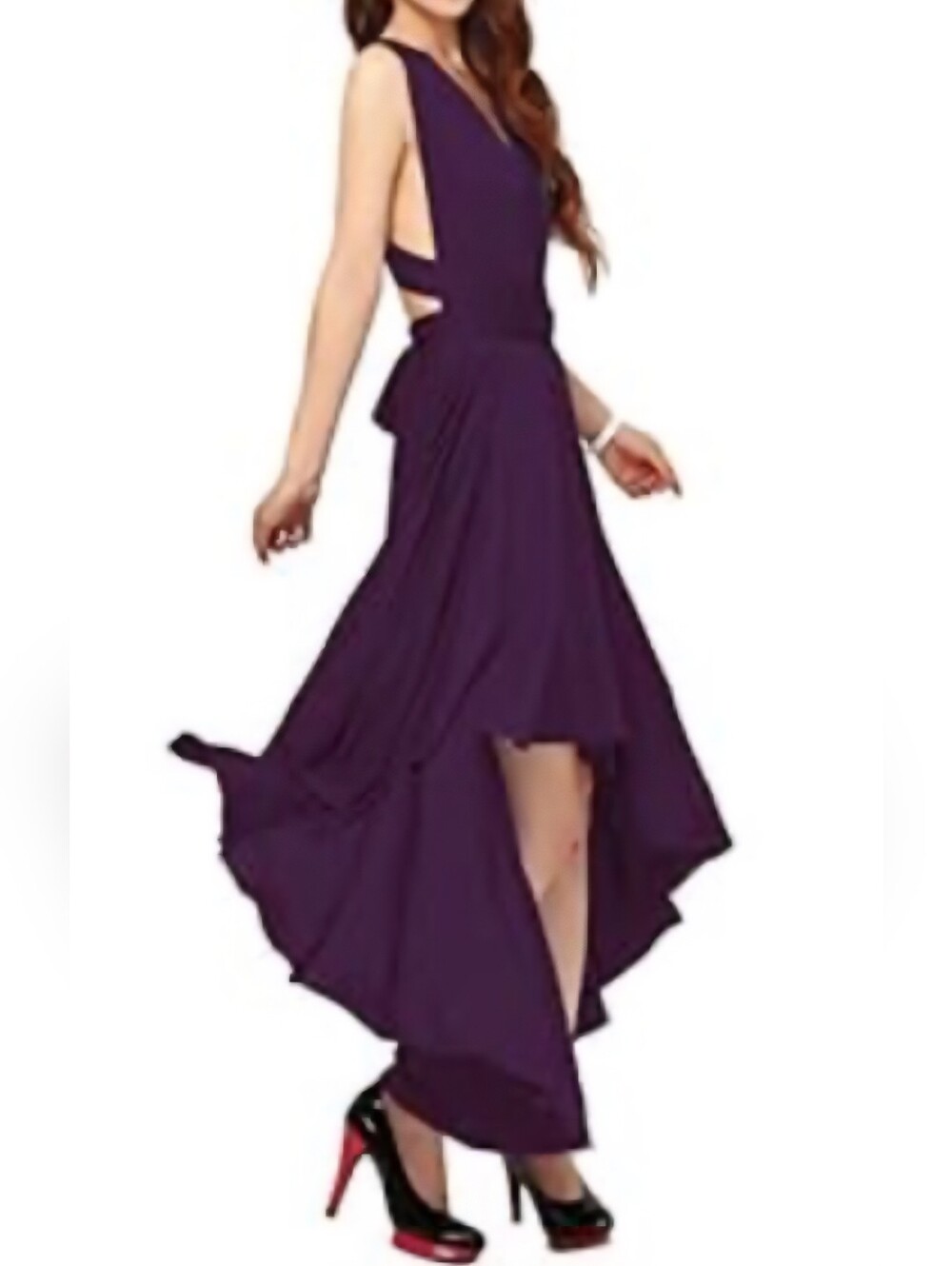 Elegant Purple Multi-way Convertible High-low Dress